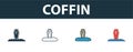 Coffin icon set. Premium symbol in different styles from halloween icons collection. Creative coffin icon filled, outline, colored Royalty Free Stock Photo