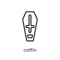 Coffin icon. Trendy modern flat linear vector Coffin icon on white background from thin line Insurance collection Royalty Free Stock Photo