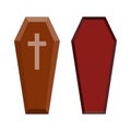 Coffin icons set. Coffin icon with cross. Isolated coffin icon