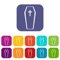 Coffin icons set