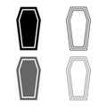 Coffin Insurance concept Funeral subject Lid coffin icon set grey black color illustration outline flat style simple image Royalty Free Stock Photo