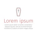 Coffin line icon on white background