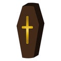 Coffin. Vampire sarcophagus. Religious symbol. Colored vector illustration. Crucifixion. Isolated white background. Halloween. Royalty Free Stock Photo