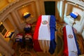 Coffins covered with national flags in National Pantheon of the Royalty Free Stock Photo