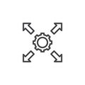 Cog Gear and arrows outline icon Royalty Free Stock Photo