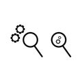 gears magnifying glass icon on white