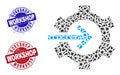 Cog Integration Mosaic of Debris with Workshop Grunge Rubber Imprints