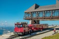 Cog railway train of the Schafbergbahn at the mountain station