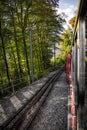 Cog railway train tracks in the Swiss Alps Royalty Free Stock Photo