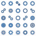 Cog Wheel and Gear blue icons - vector gearwheel signs