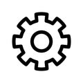 Cog wheel icon. Symbol of settings or gear. Outline modern design element. Simple black flat vector sign with rounded