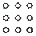 Cog wheel, mechanism gear or settings icon set, Collection of high quality black style vector icons. Stock Vector Royalty Free Stock Photo