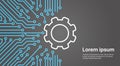 Cog Wheel Over Computer Chip Moterboard Background Network Data Center System Concept Banner Royalty Free Stock Photo