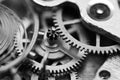 Cog wheels. black and white gears, clockwork. The concept of time, teamwork, success Royalty Free Stock Photo