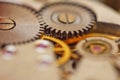 Cog wheels. Yellow gears, clockwork. The concept of time, teamwork, success Royalty Free Stock Photo