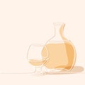 Cognac bottle and glass isolated