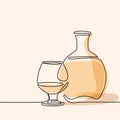 Cognac bottle and glass isolated