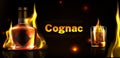 Cognac in bottle and glass shot promo poster