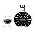Cognac brandy bottle and glass. Isolated on white background vector Royalty Free Stock Photo