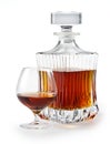 Cognac. Brandy Glass and bottle. clipping path