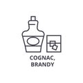 Cognac, brandy line icon, outline sign, linear symbol, vector, flat illustration