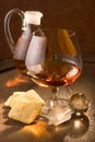 Cognac and crackers Royalty Free Stock Photo