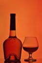 Cognac glass and bottle Royalty Free Stock Photo