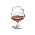 The cognac glass isolated on a white background, a watercolor illustration