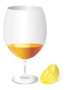 Cognac in a glass with lemon Royalty Free Stock Photo
