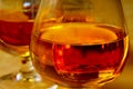 Cognac glasses with brandy Royalty Free Stock Photo