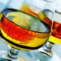Cognac glasses with liquor Royalty Free Stock Photo