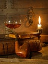Cognac and pipe Royalty Free Stock Photo