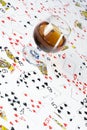 Cognac and playing card Royalty Free Stock Photo