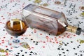 Cognac and playing card Royalty Free Stock Photo