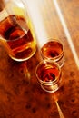 Cognac and two wine-glasses Royalty Free Stock Photo