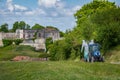 Cognac vineyard, village and Bouteville Church and castle, vintage great champagne