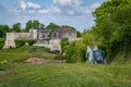 Cognac vineyard, village and Bouteville Church and castle, vintage great champagne