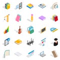 Cognition icons set, isometric style
