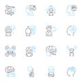 Cognitive Ability linear icons set. Intelligence, Comprehension, Memory, Perception, Reasoning, Logic, Attention line