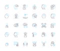 Cognitive Ability linear icons set. Intelligence, Comprehension, Memory, Perception, Reasoning, Logic, Attention line