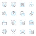 Cognitive benefit linear icons set. Intelligence, Memory, Focus, Clarity, Learning, Perception, Cognition line vector