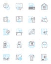 Cognitive benefit linear icons set. Intelligence, Memory, Focus, Clarity, Learning, Perception, Cognition line vector