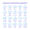 Cognitive computing blue gradient concept icons Royalty Free Stock Photo