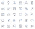 Cognitive computing line icons collection. Machine learning, Artificial intelligence, Neural nerks, Data analytics