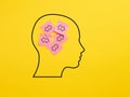 Cognitive confusion, human thinking, problem solving or mental disorder concept. Sticky note papers in a human head symbol with