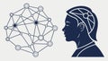 Cognitive Connectivity: Human Mind\'s Neural Network for Intelligence, vector design Generative AI Royalty Free Stock Photo