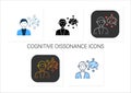 Cognitive dissonance icons set Royalty Free Stock Photo