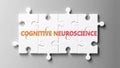 Cognitive neuroscience complex like a puzzle - pictured as word Cognitive neuroscience on a puzzle to show that it can be