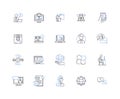 Cognitive neuroscience line icons collection. Perception, Attention, Memory, Language, Learning, Emotion, Consciousness