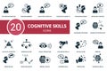 Cognitive Skills set icon. Contains cognitive skills illustrations such as working memory, cognitive flexibility